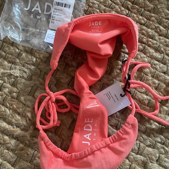 JADE SWIM ❤️‍🔥 LANA BIKINI BOTTOMS IN CORAL 🪸 TERRYCLOTH NWT SIZE LARGE - Picture 12 of 13